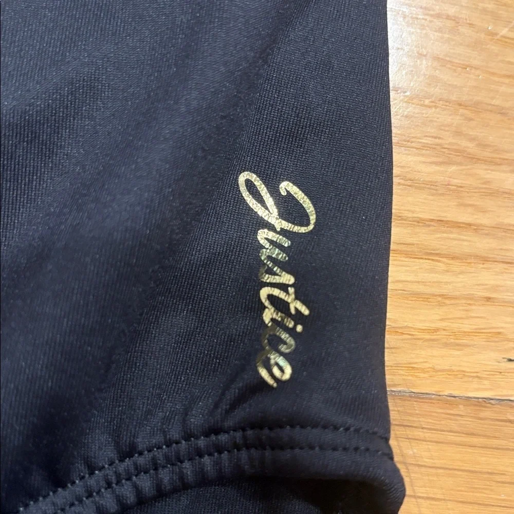 Justice Black Leotard with Logo Detail
